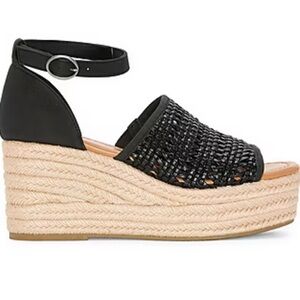 Black Woven Wedge Sandals size 6